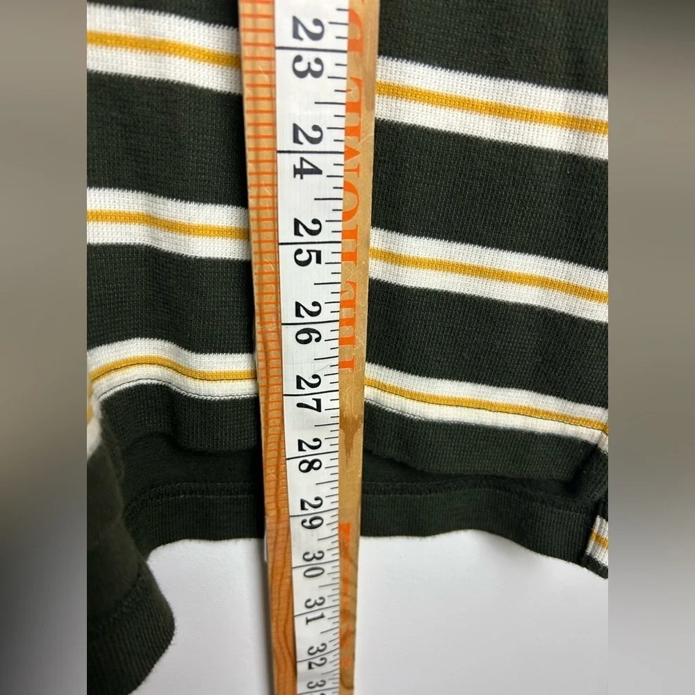 VTG Tommy Hilfiger Green Striped‎ Polo Shirt Mens Sz L Logo Thermal Equestrian